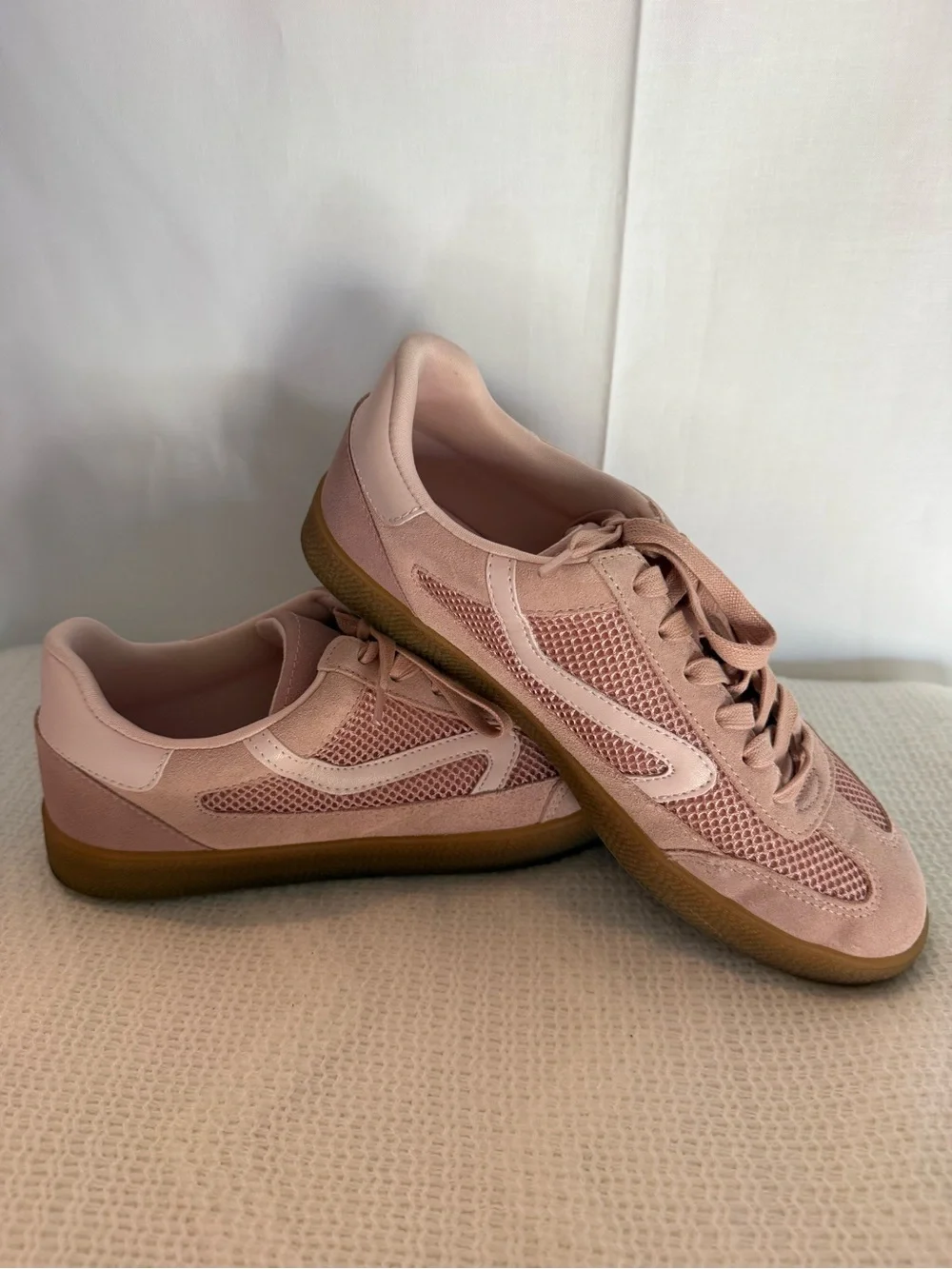 Steve Madden Blush Pink Suede & Mesh Lace-Up Sneakers